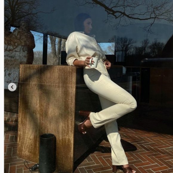 WeWoreWhat The Icon Jean in Camp Cream White, Size 26 - Picture 4 of 6